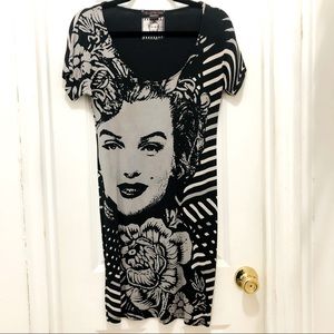 Marilyn Monroe black and grey midi dress